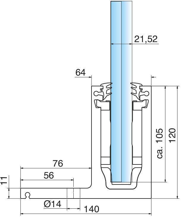 Ganzglasgeländer Profilset cp-1400 mit AbP für 21,52mm